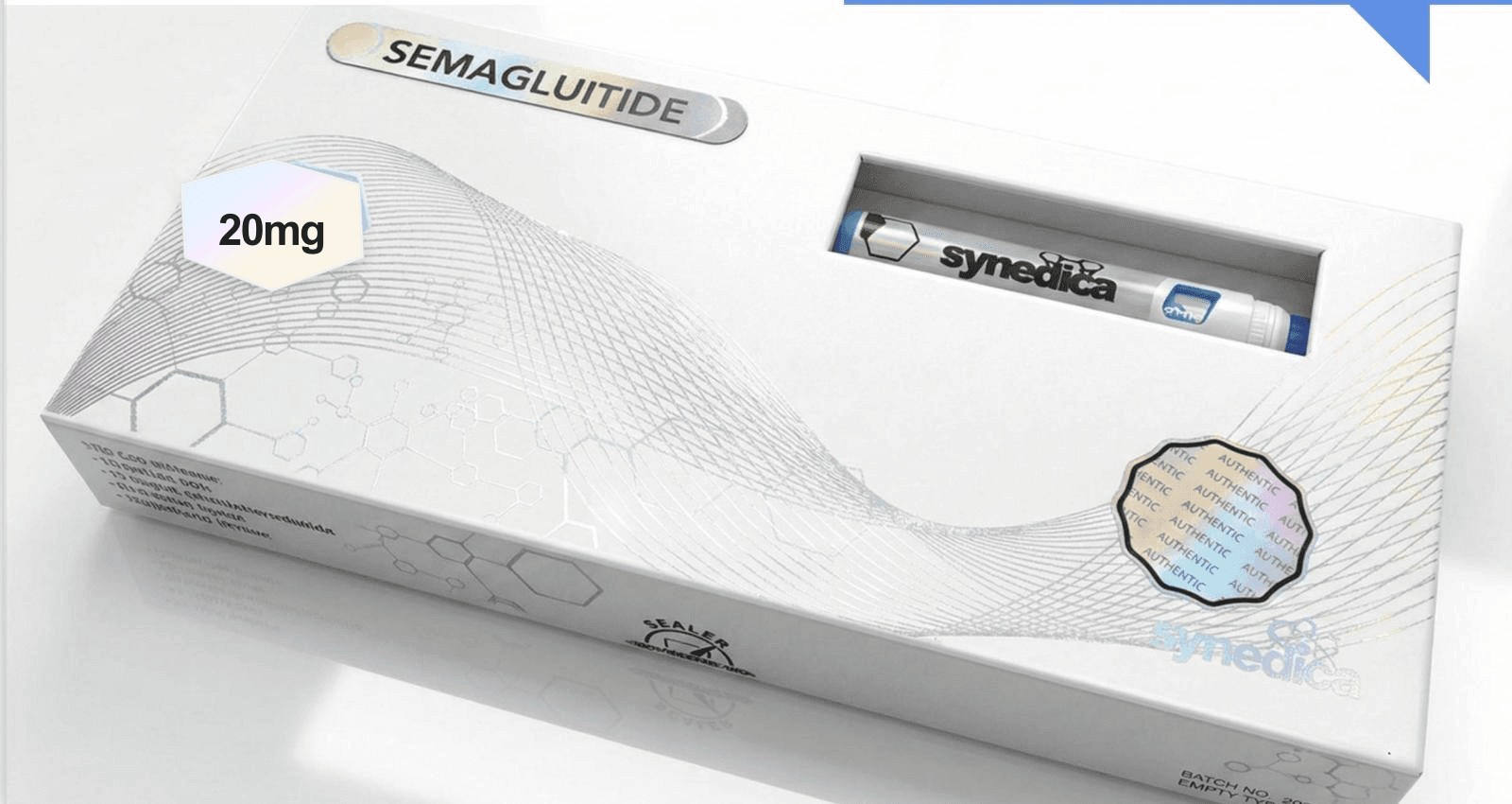 Semaglutide pen pack with 20mg strength shown